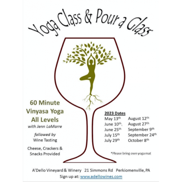 Yoga Class & Pour A Glass 2023 Schedule